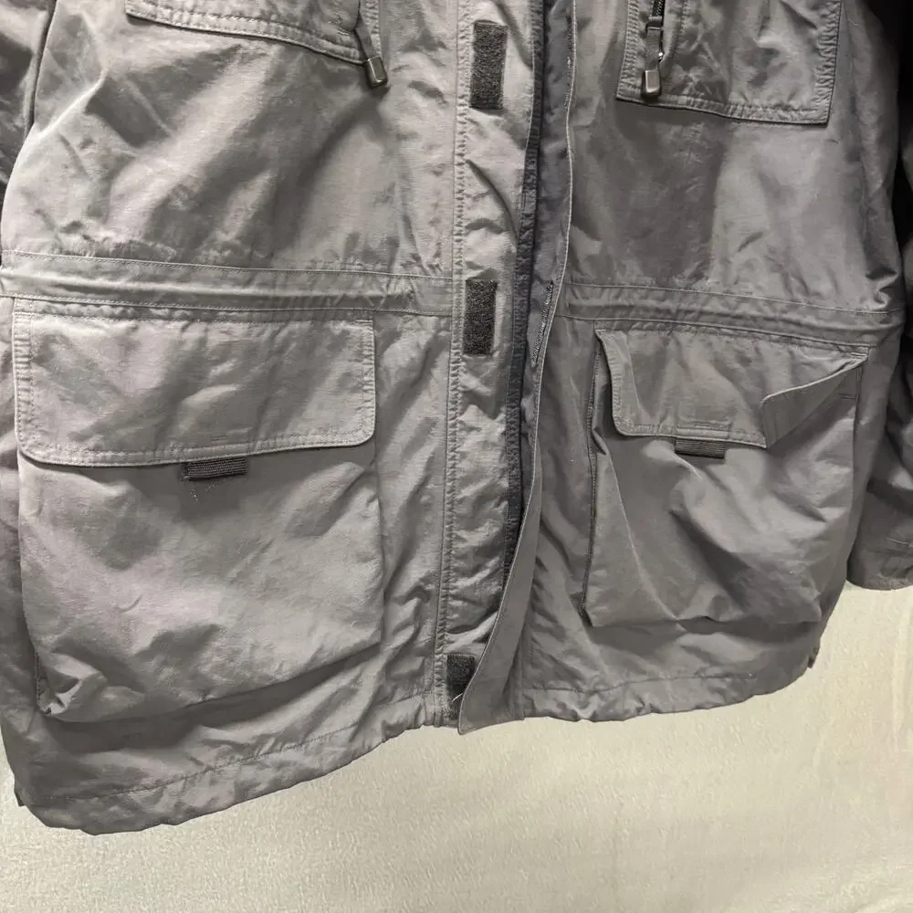 Eddie Bauer WeatherEdge Jacket Mens XLT Gray Full Zip Nylon Outdoor + Pockets‎